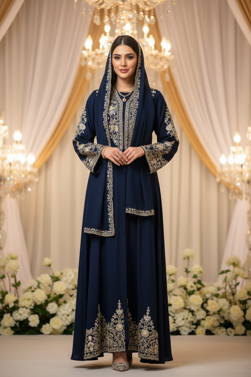 Wedding Navy Abaya